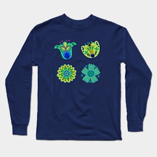 Folk Flowers in Deep Long Sleeve T-Shirt